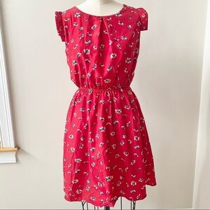 Young Threads New York City Red Dress with Flowers Small